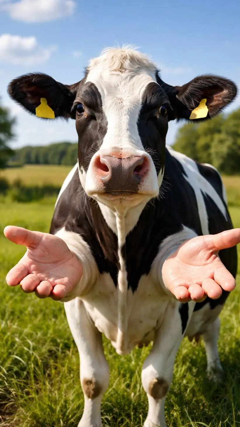 ai character: cow  background