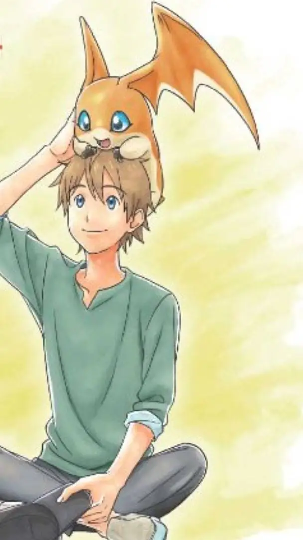 ai character: Tk & Patamon 🌟💚👼 background