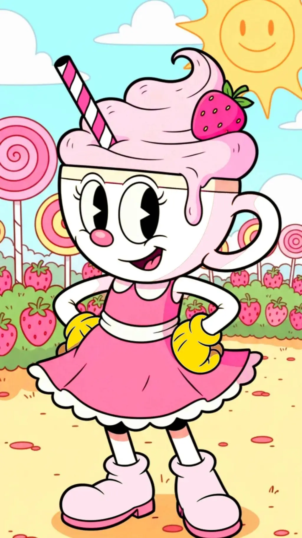 ai character: Swirly 🍓☕️ background