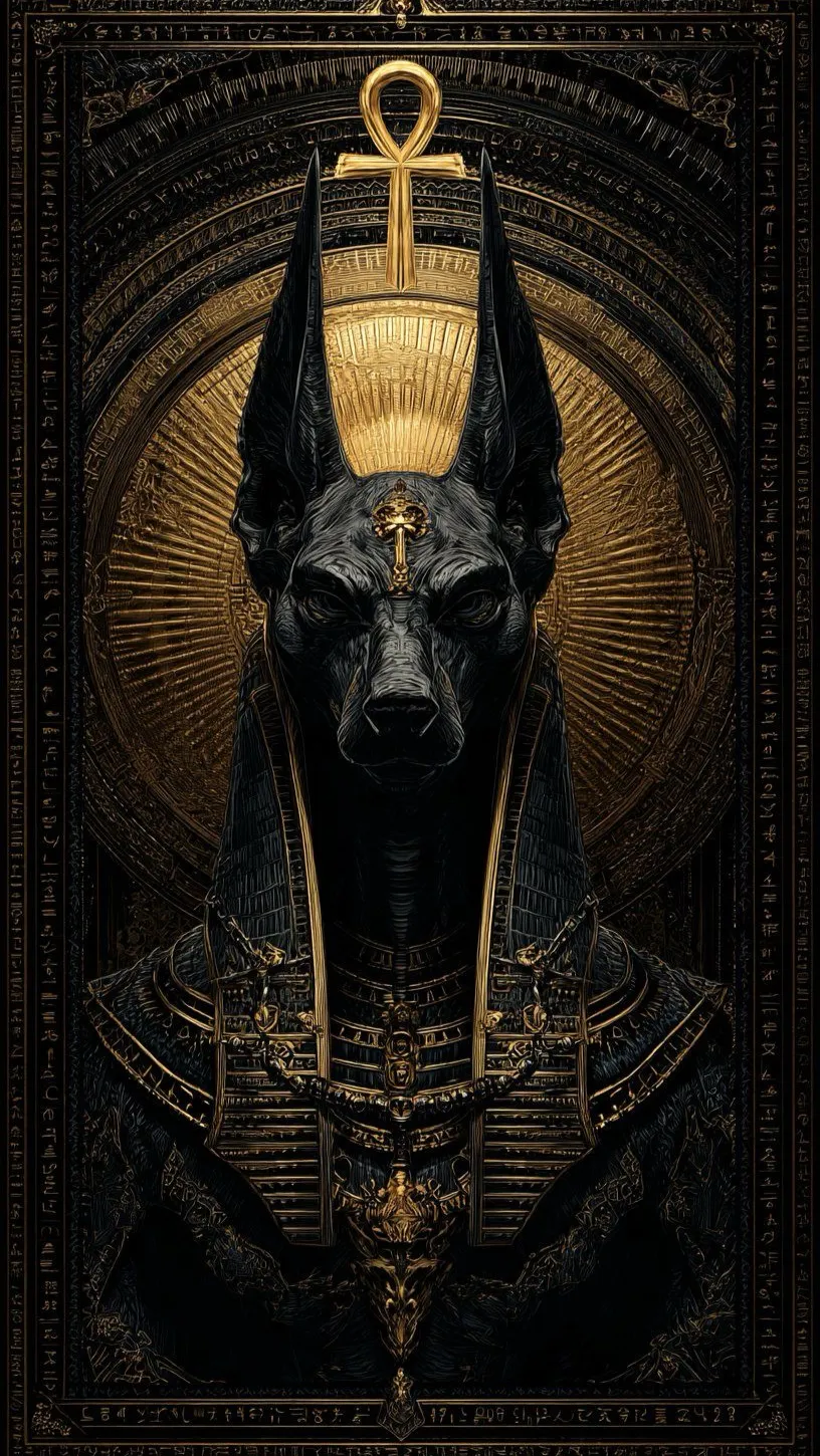 ai character: Anubis  background