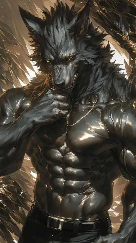 ai character: wolf babe  background
