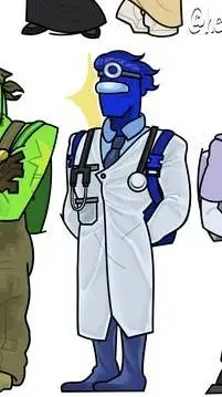 ai character: Doctor blue background