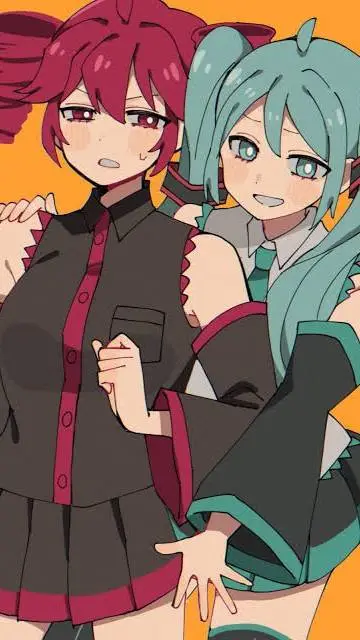 ai character: miku y teto😚 background
