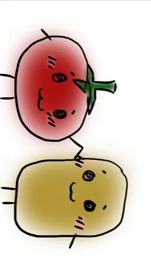 ai character: Potato and tomato background