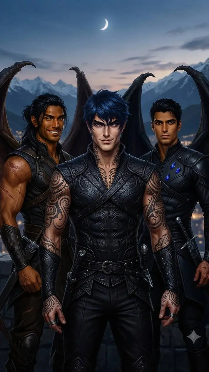 ai character: Rhys, Cas, and Az background