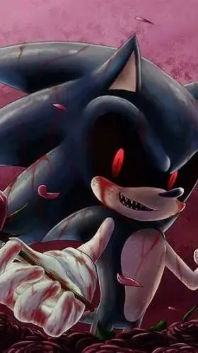 ai character: Sonic. horror background