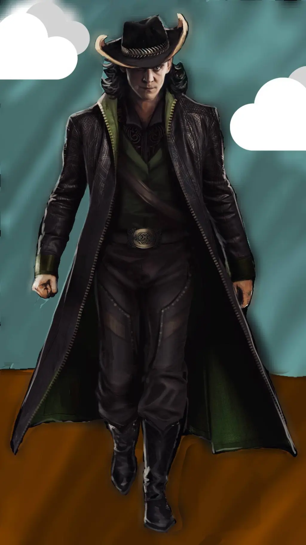 ai character: Cowboy Loki background