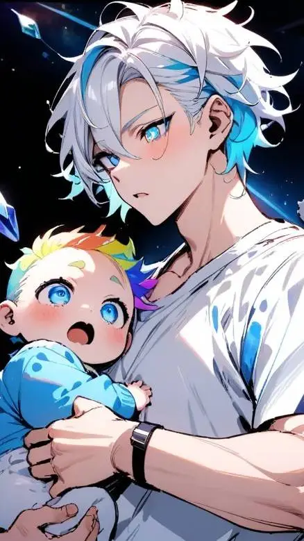 ai character: Gojo and baby  background