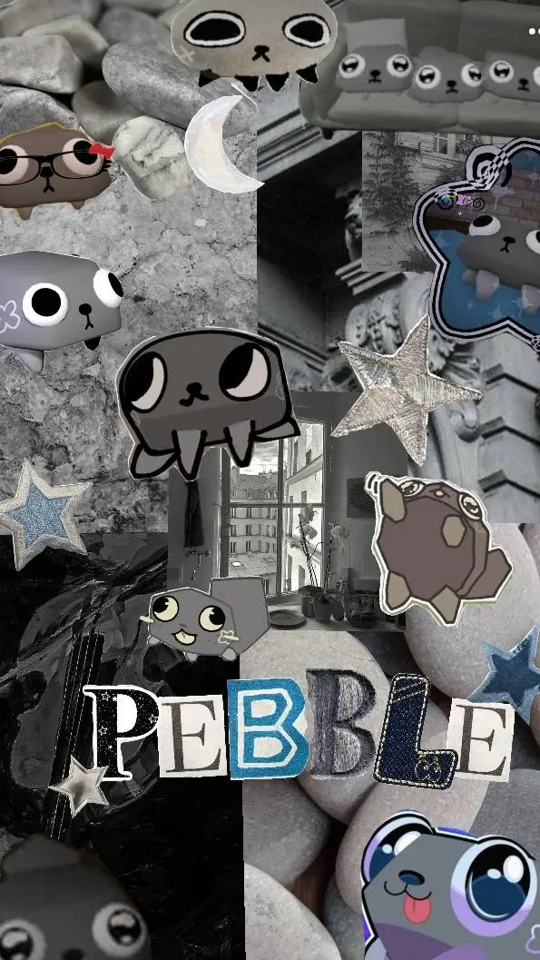 ai character: 🖤🤍pebble🤍🖤 background