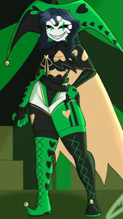 ai character: Fem ￼HarleQuin background
