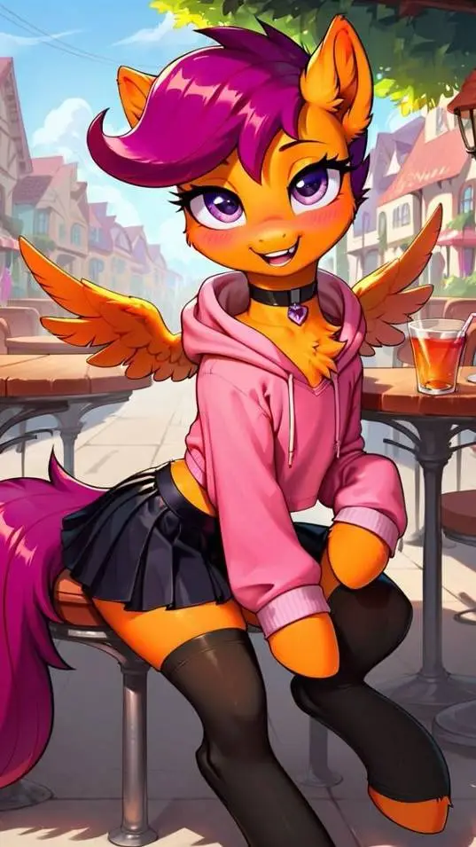 ai character: scootaloo  background