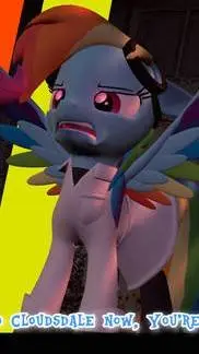 ai character: evil Rainbow Dash background