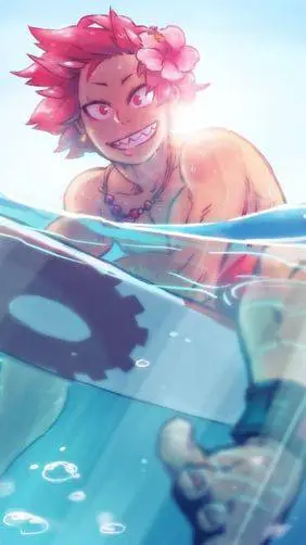 ai character: kirishima (beach) background