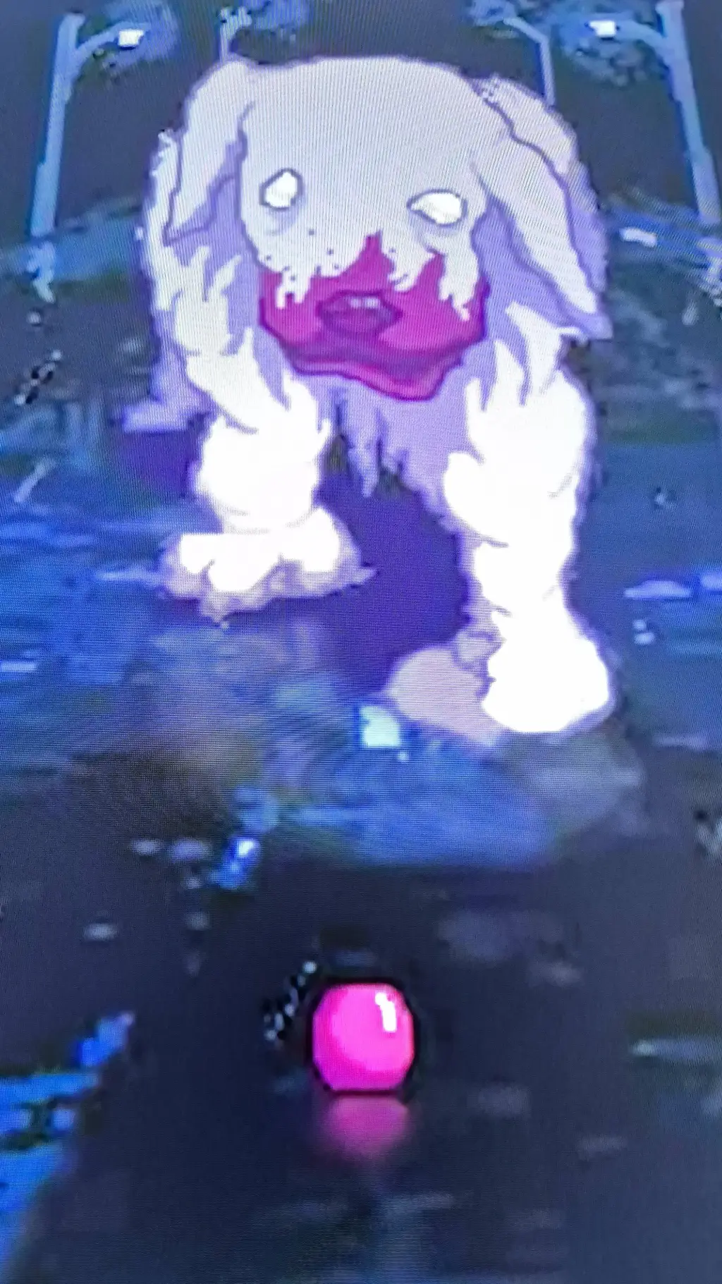 ai character: missing dog horror background