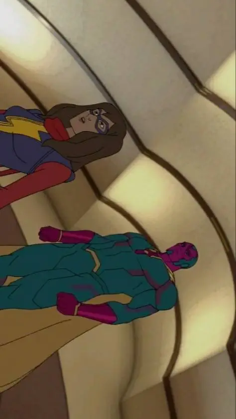 ai character: Ms.Marvel & Vision background