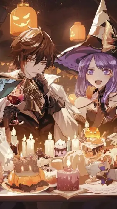 ai character: genshin Halloween  background