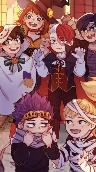 ai character: mha Halloween  background