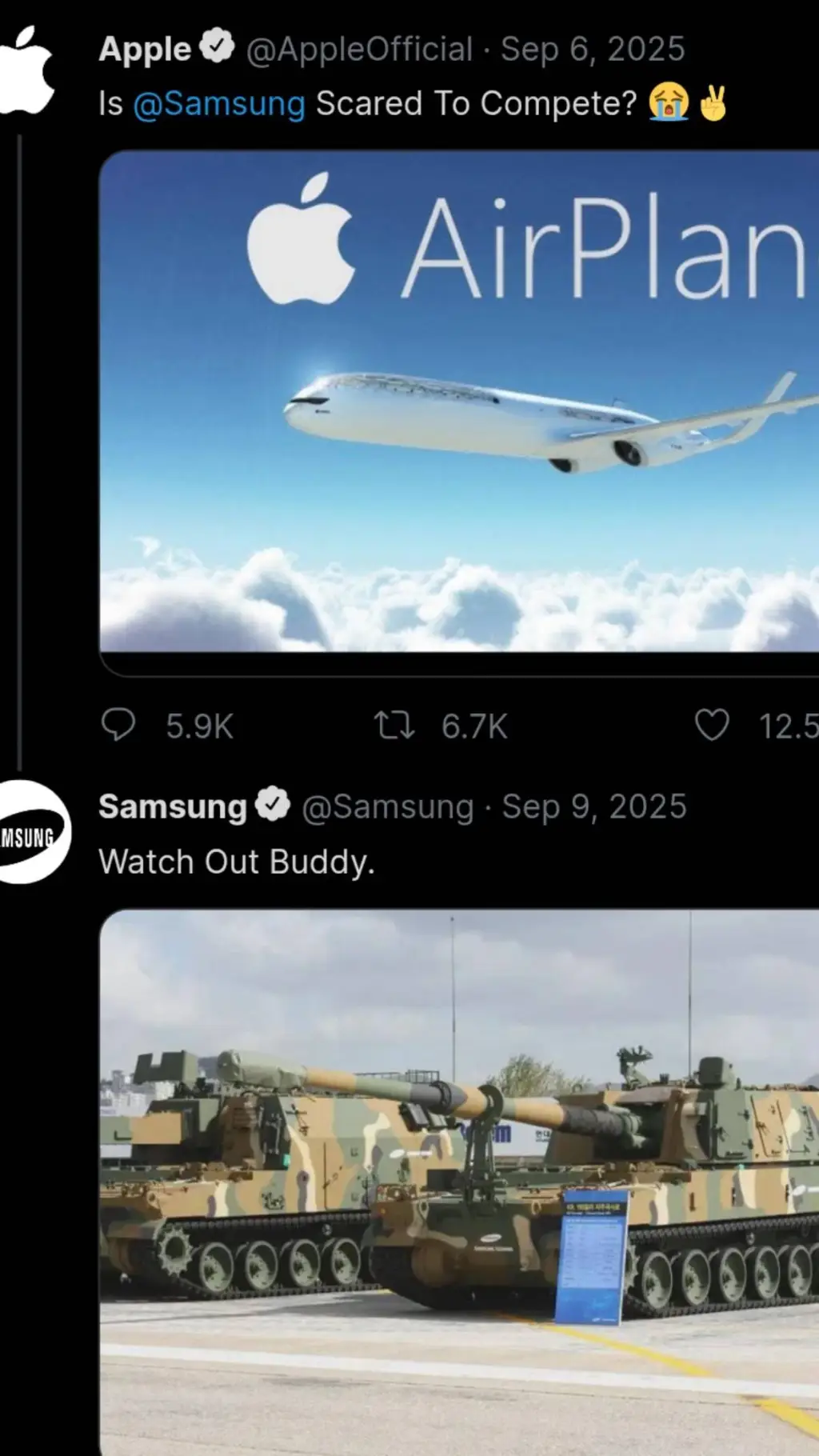 ai character: Apple & Samsung background
