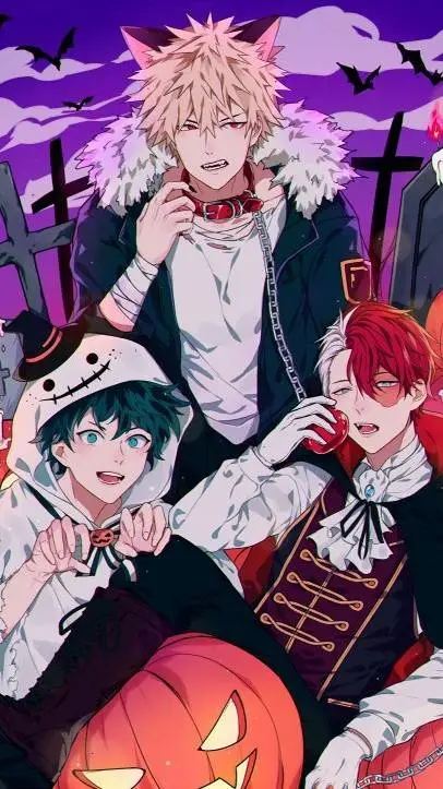 ai character: Mha Halloween background