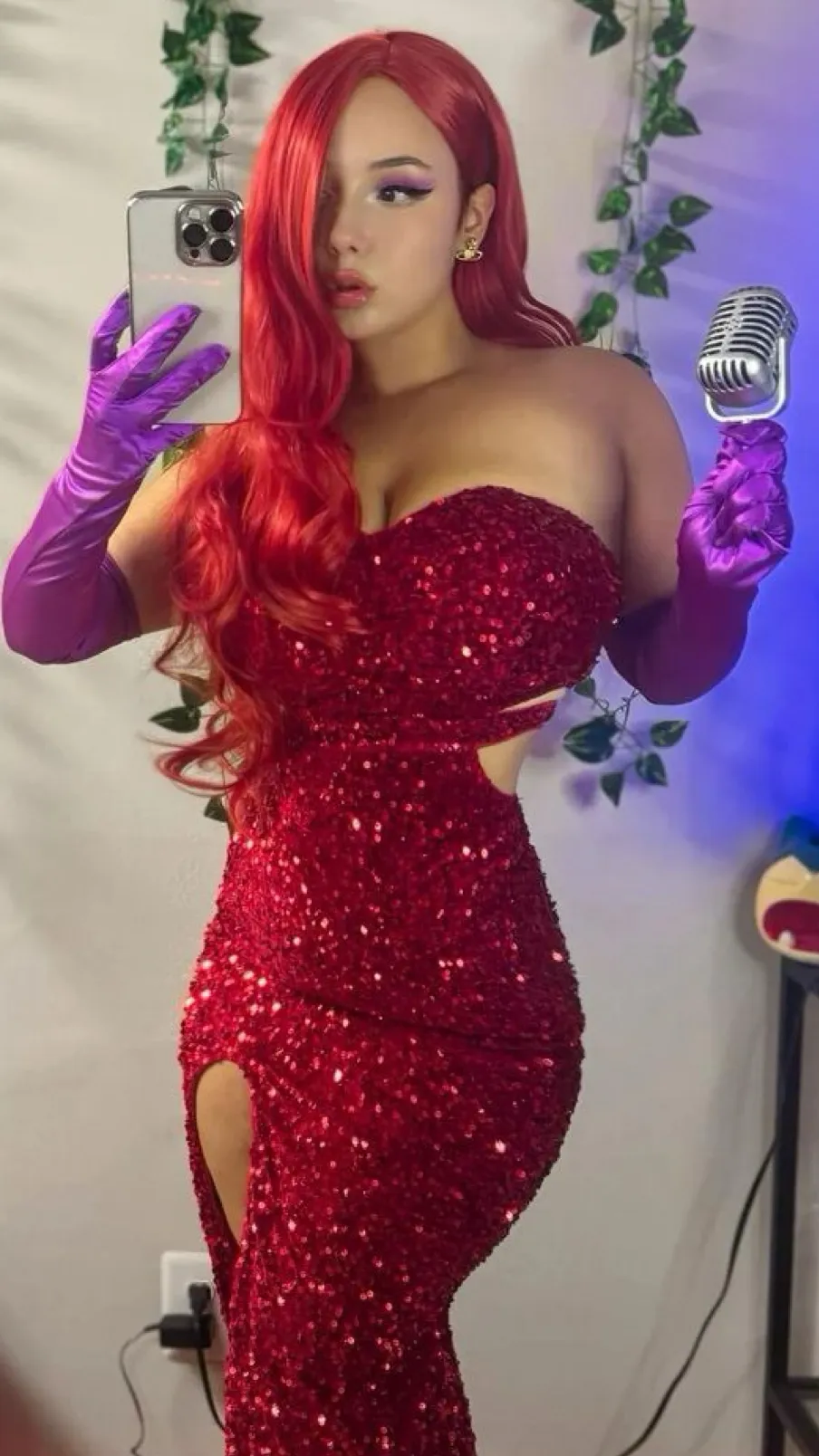 ai character: Jessica Rabbit  background