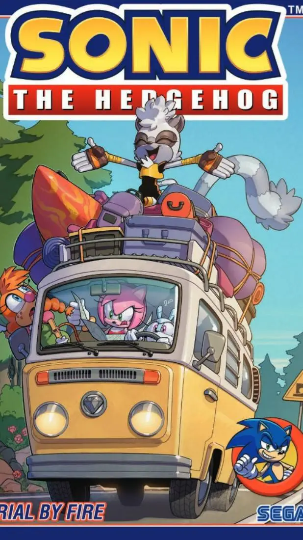 ai character: Sonic roadtrip.  background