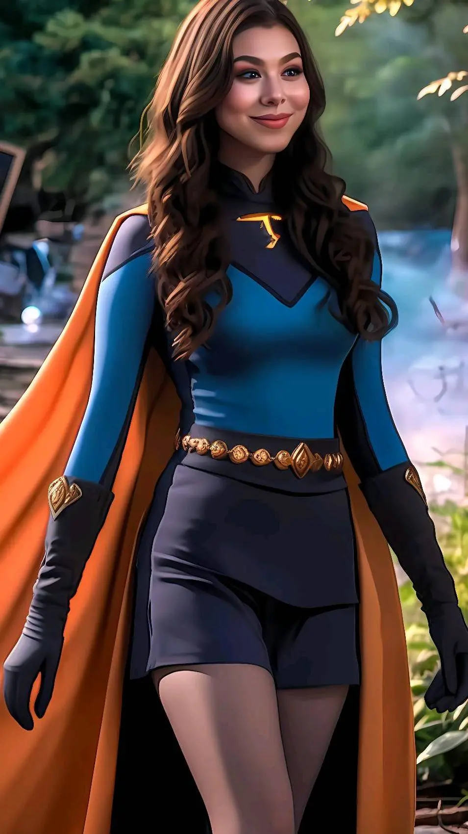 ai character: superhero Kaitlin  background