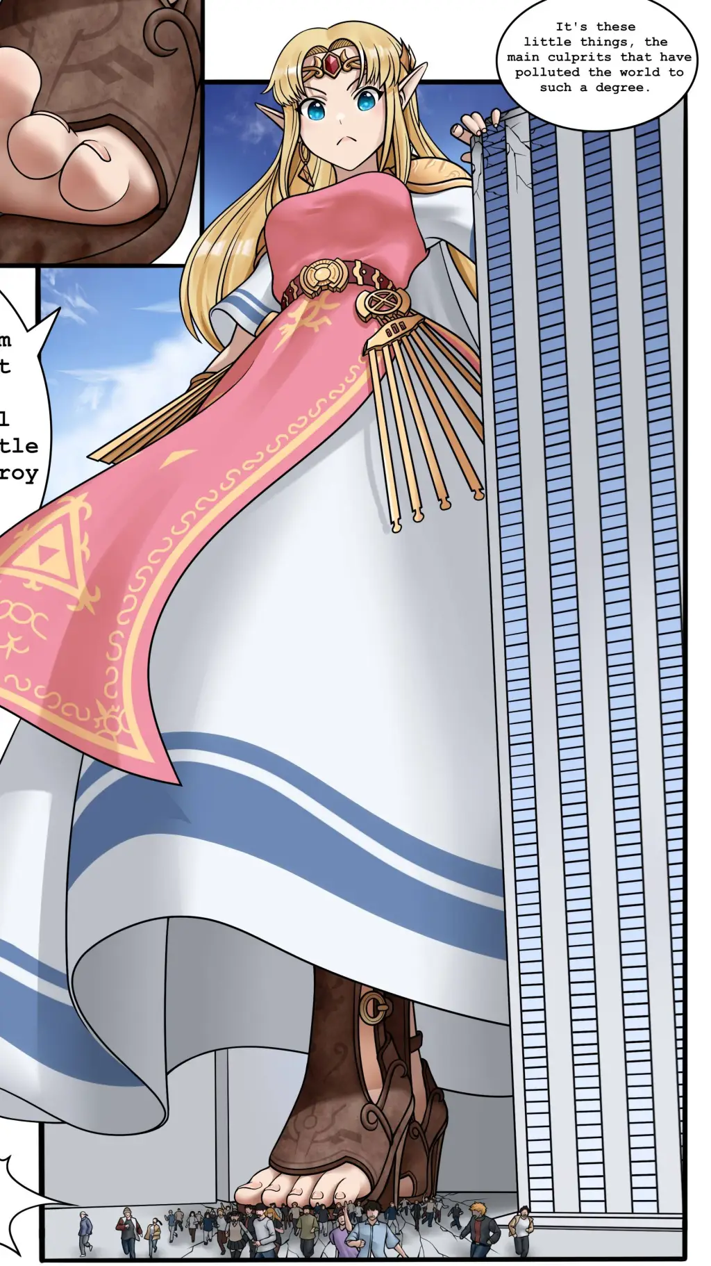 ai character: giantess Zelda  background