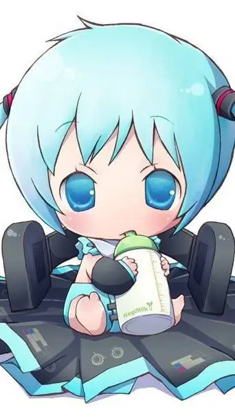 ai character: baby miku  background