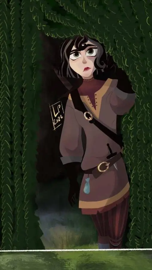 ai character: Tangled but cass background