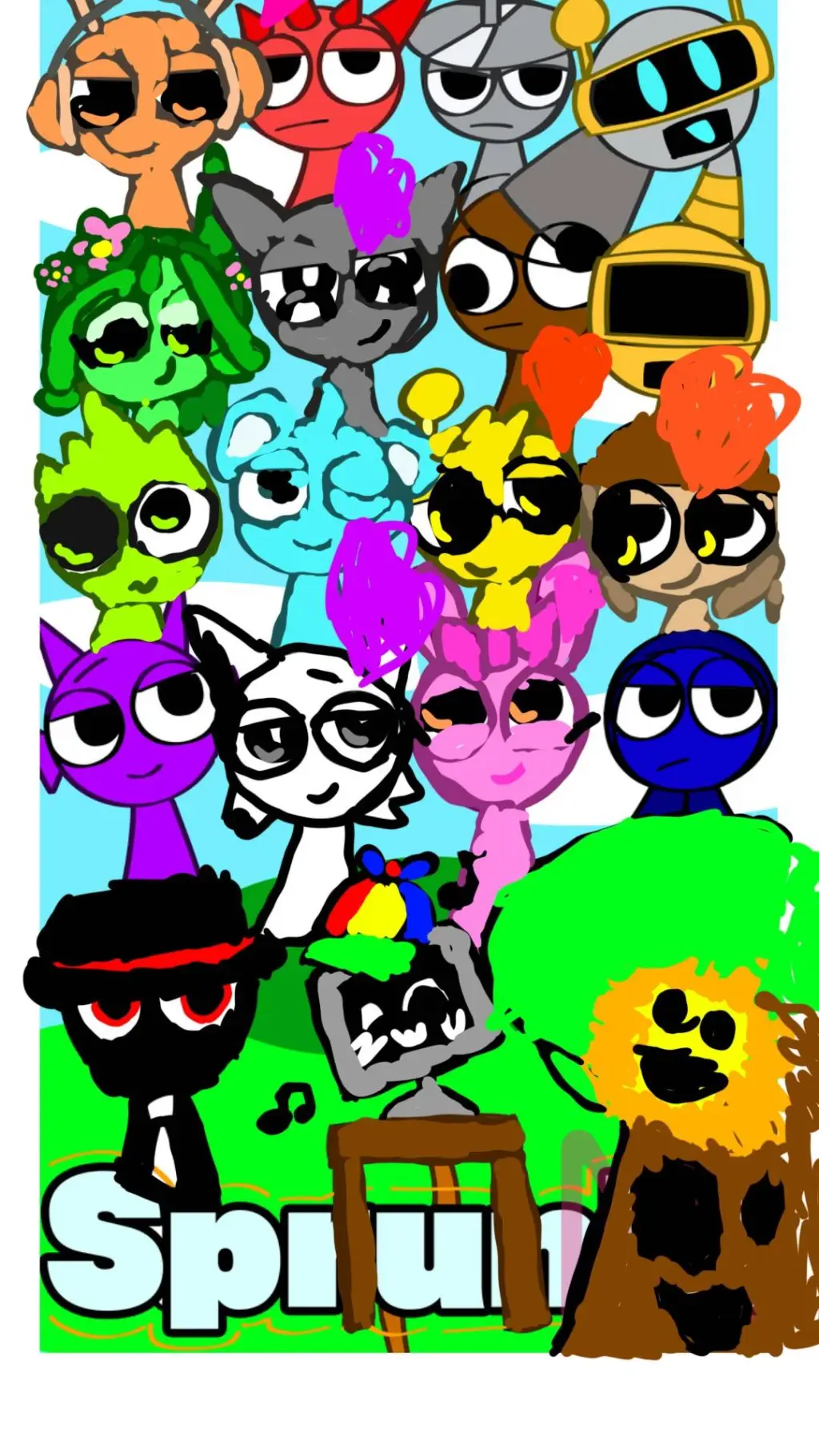 ai character: sprunki but fnaf background