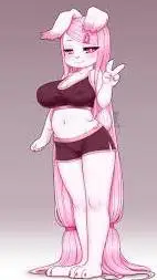 ai character: honey bunny  background