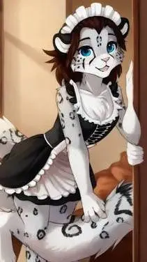 ai character: snow leopard background