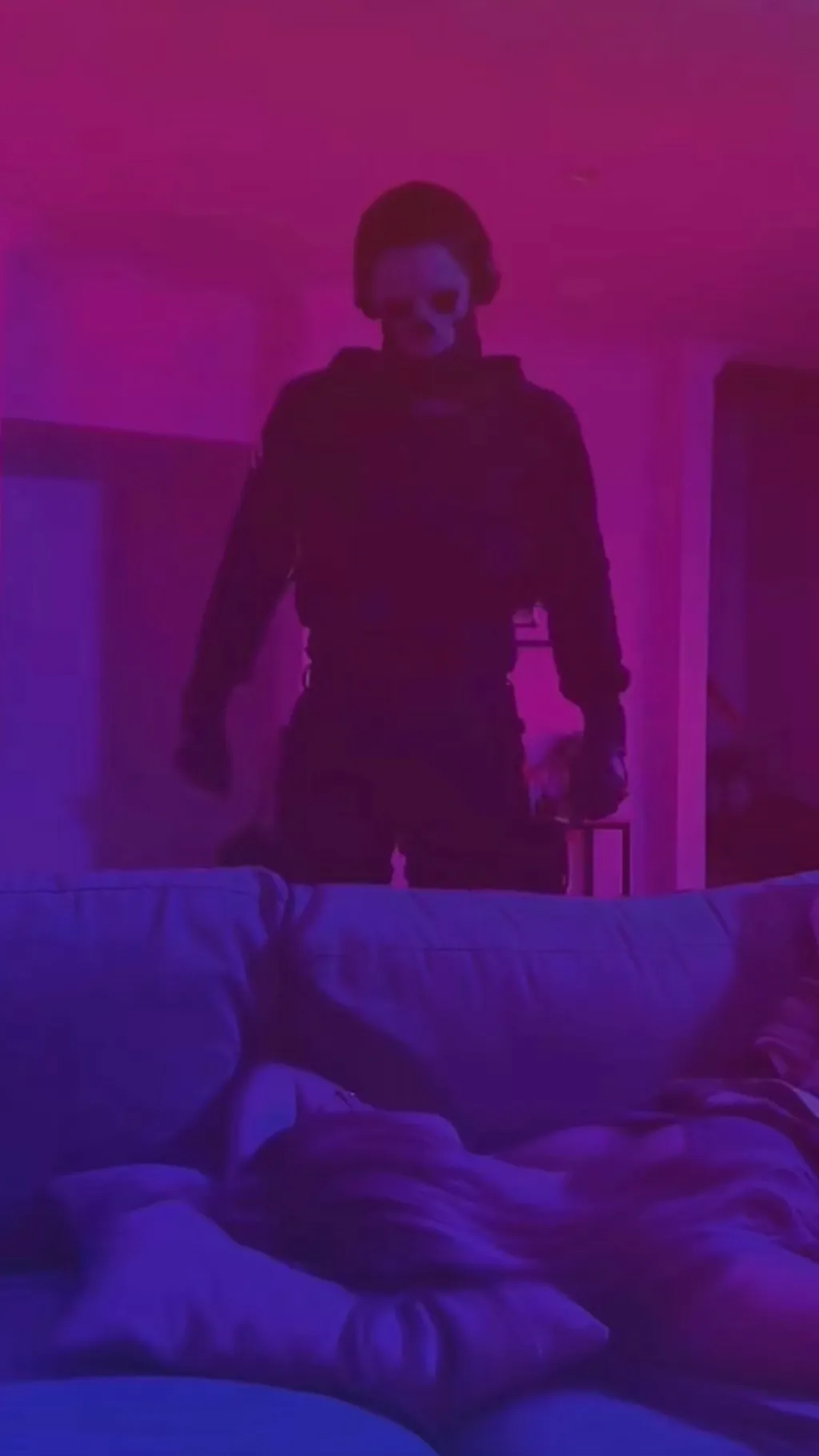 ai character: Ghost from COD background