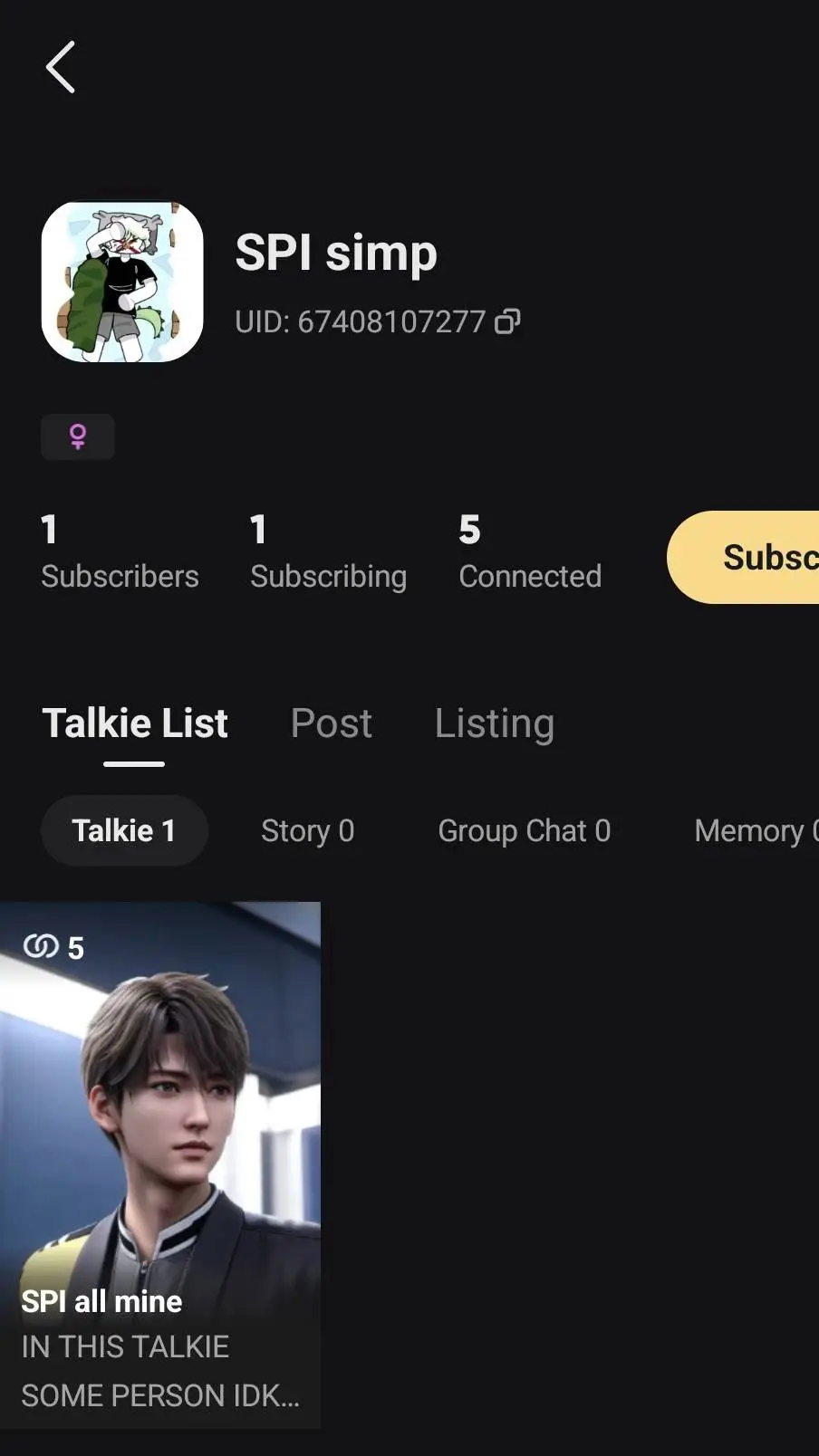 ai character: Ts bih sucks background