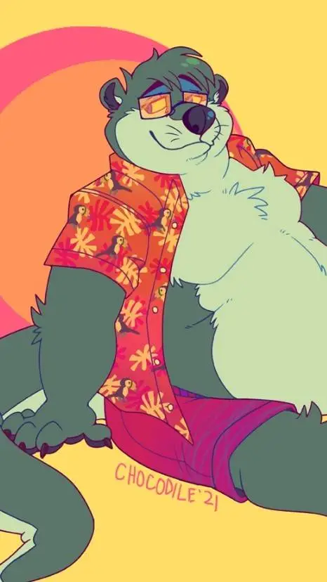 ai character: Blue otter background