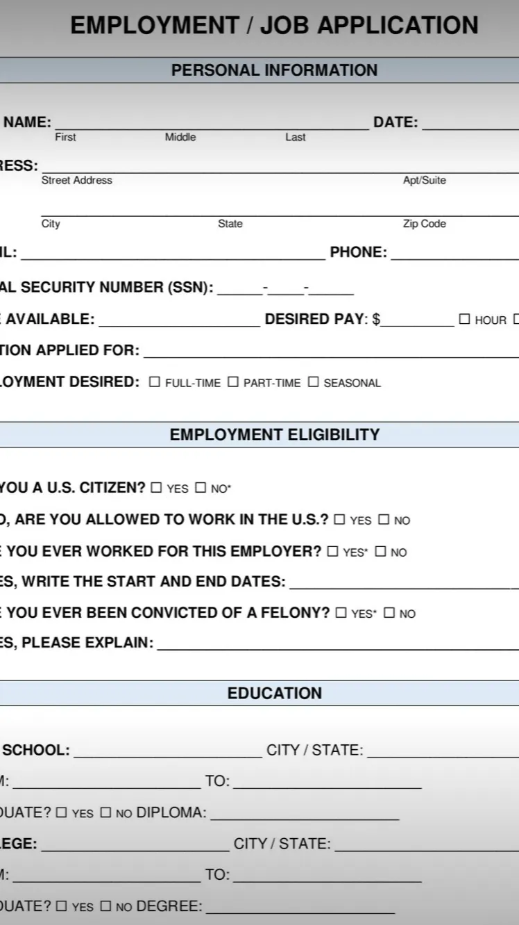 ai character: Job application background