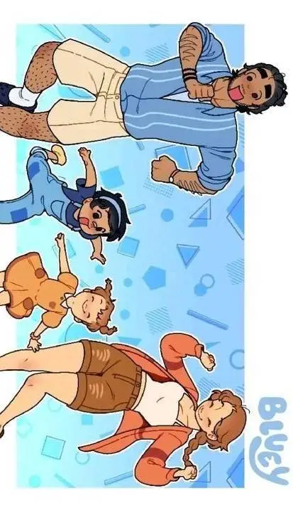 ai character: Bluey human AU! background