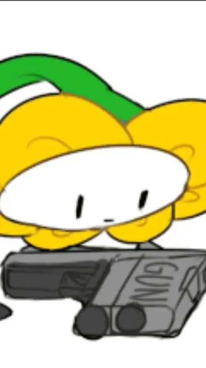 ai character: Flowey with a gun background
