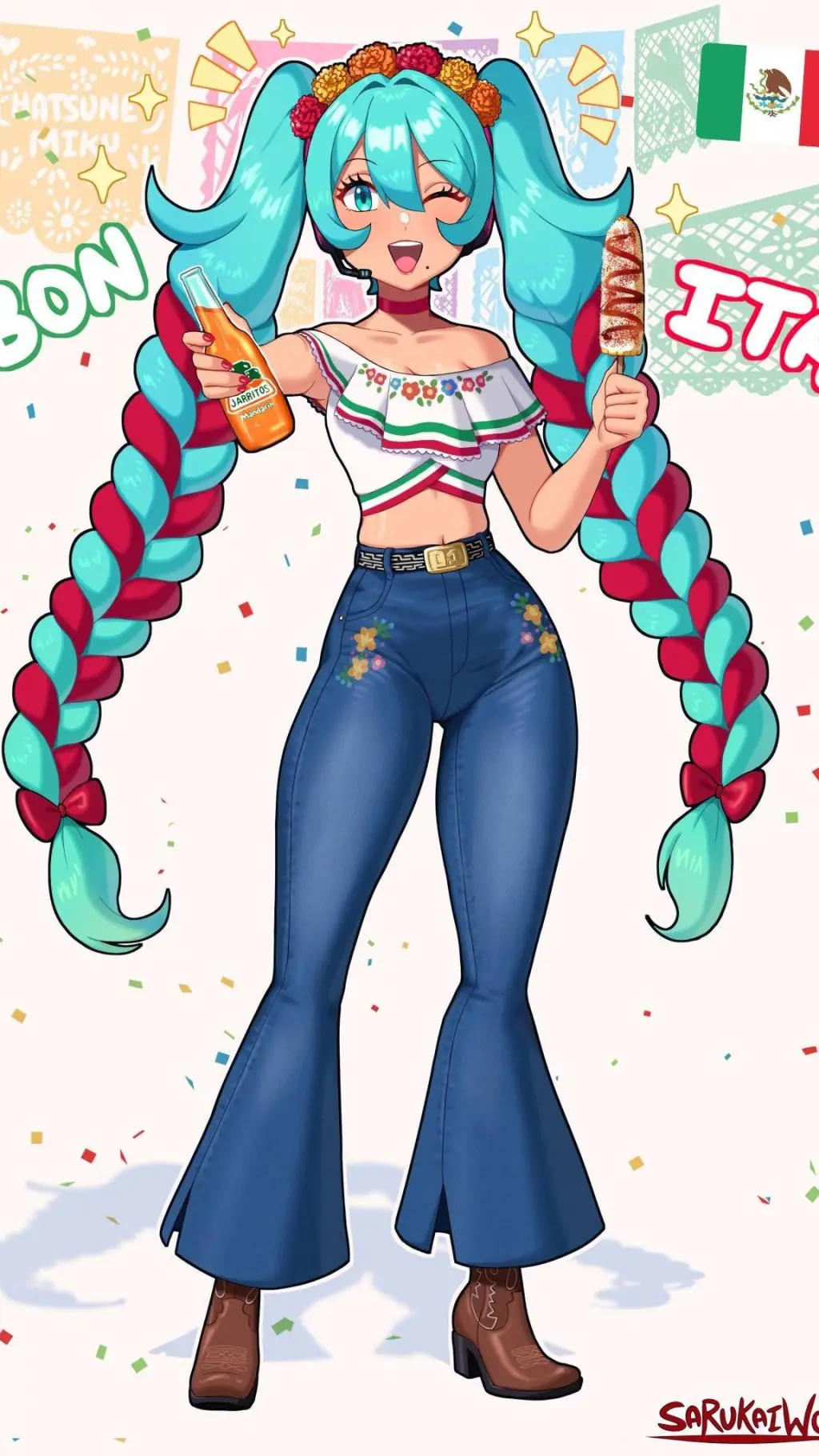 ai character: Mexican Miku background