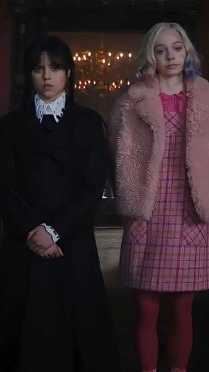 ai character: Wednesday and Enid background