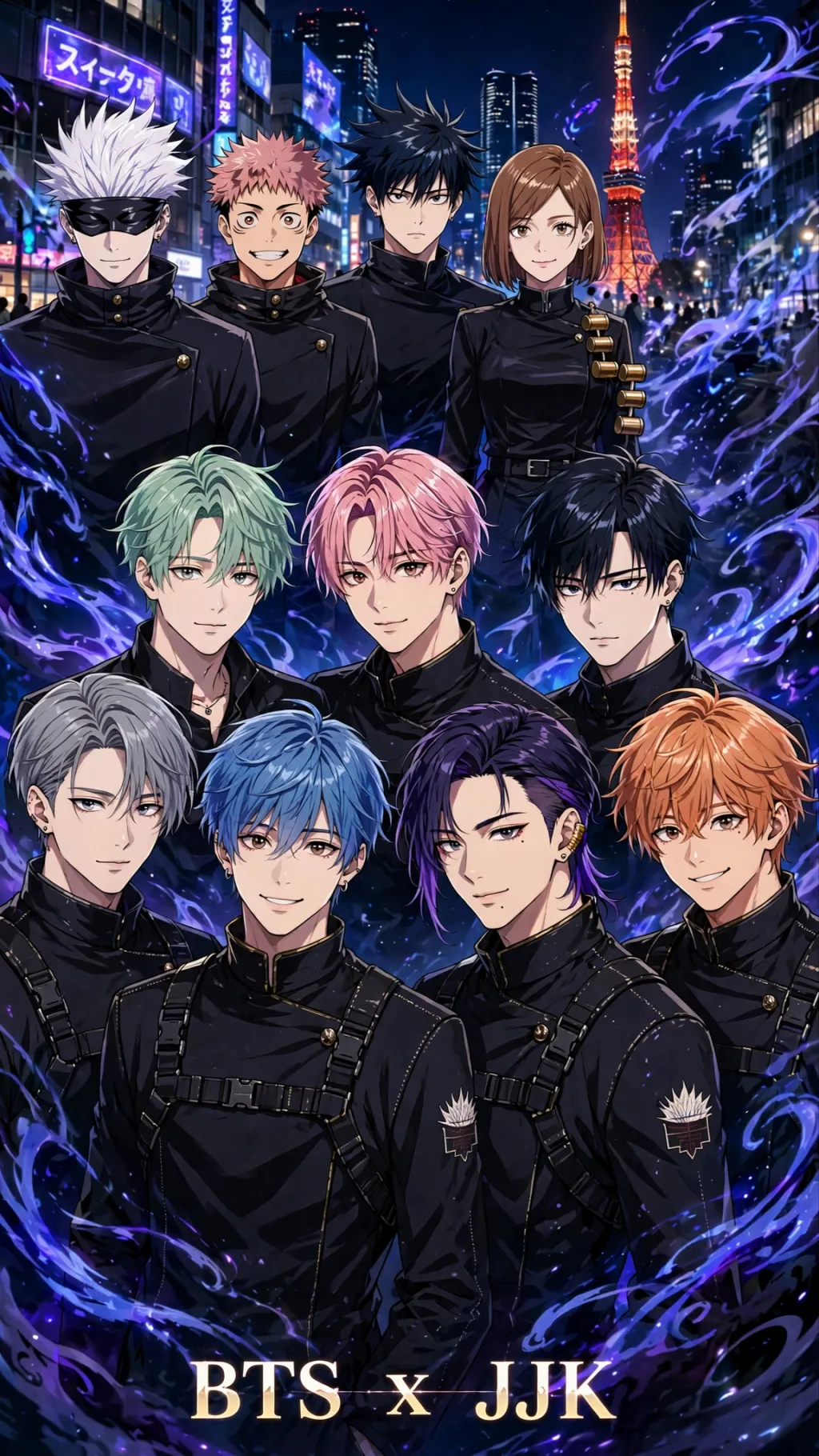 ai character: BTS x JJK background