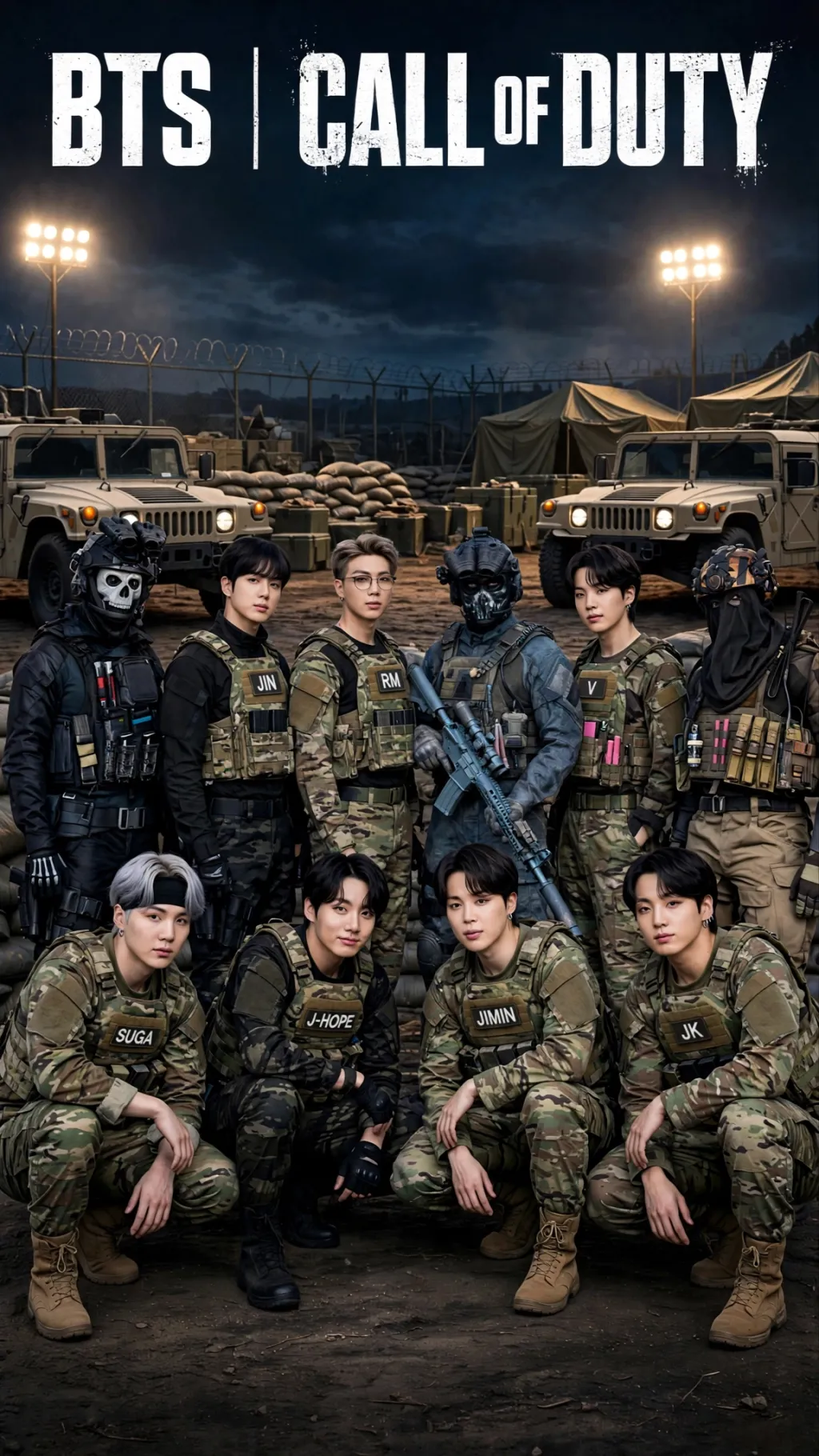 ai character: BTS x COD background