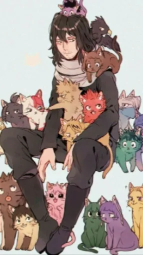 ai character: MHA CATS?! 🖤🤍 background