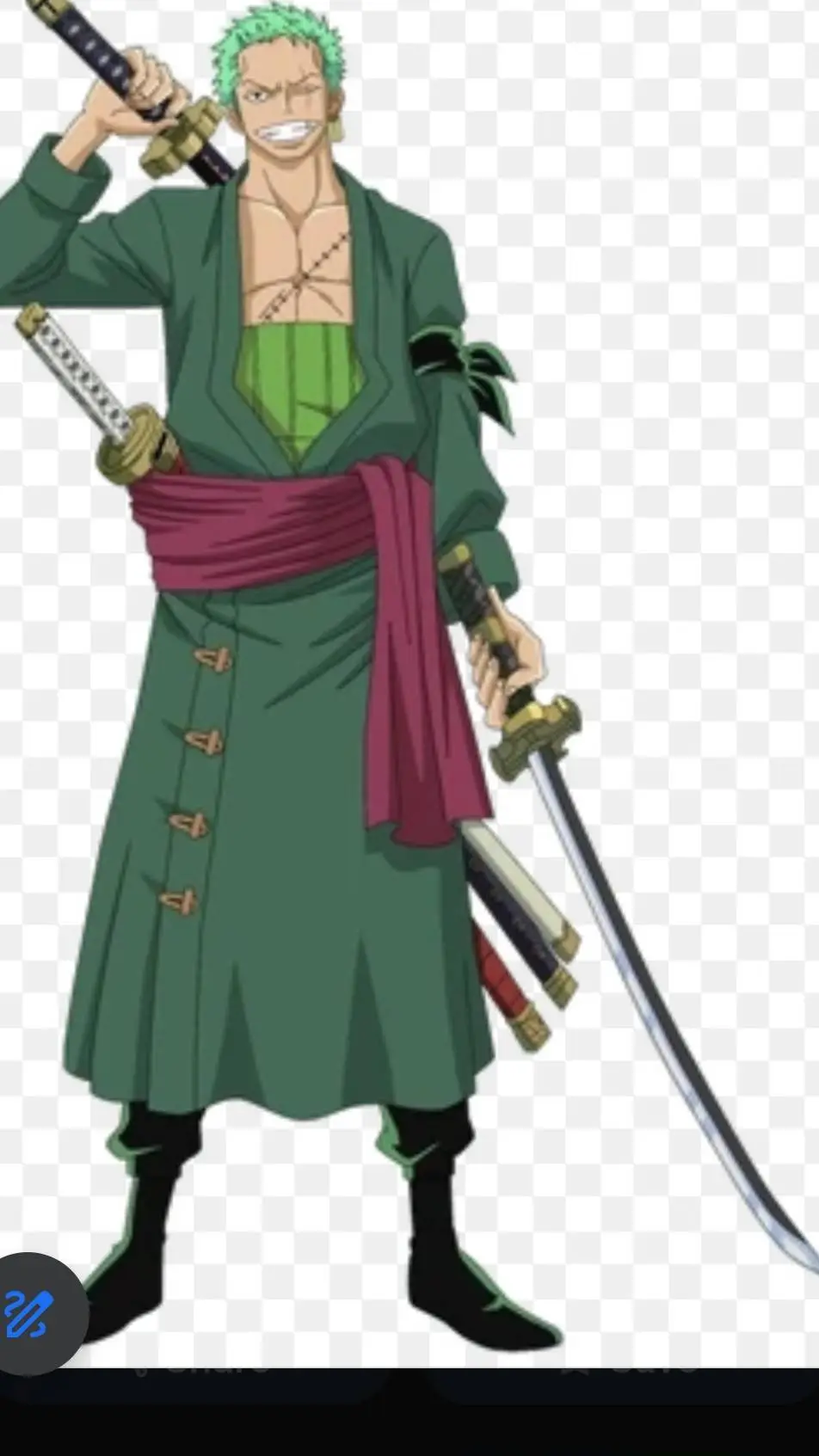 ai character: Zoro  background