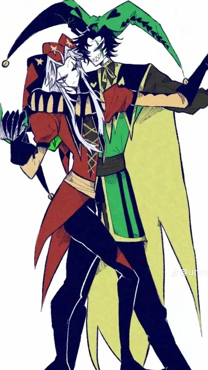 ai character: harlequinxpierrot background