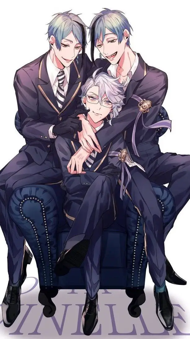 ai character: leech twins x azul background