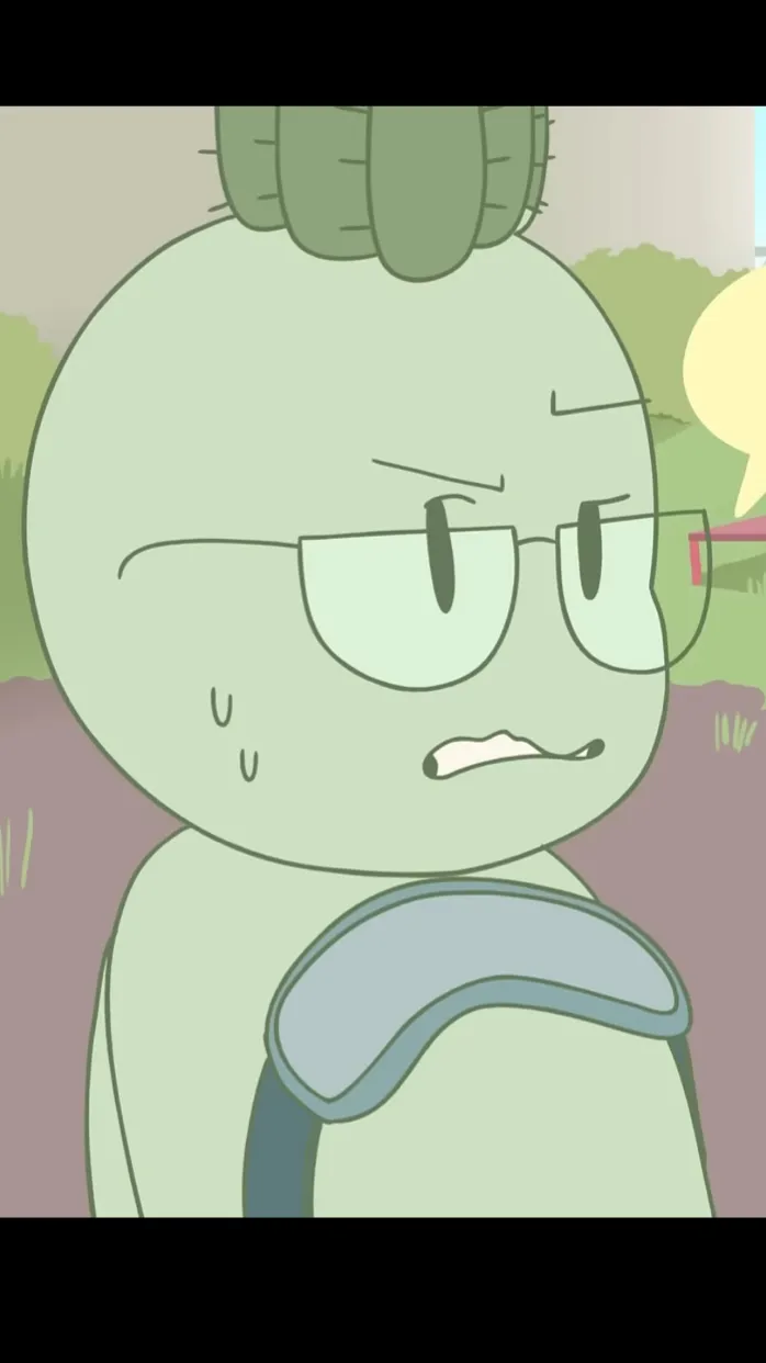 ai character: Baby green cactus background