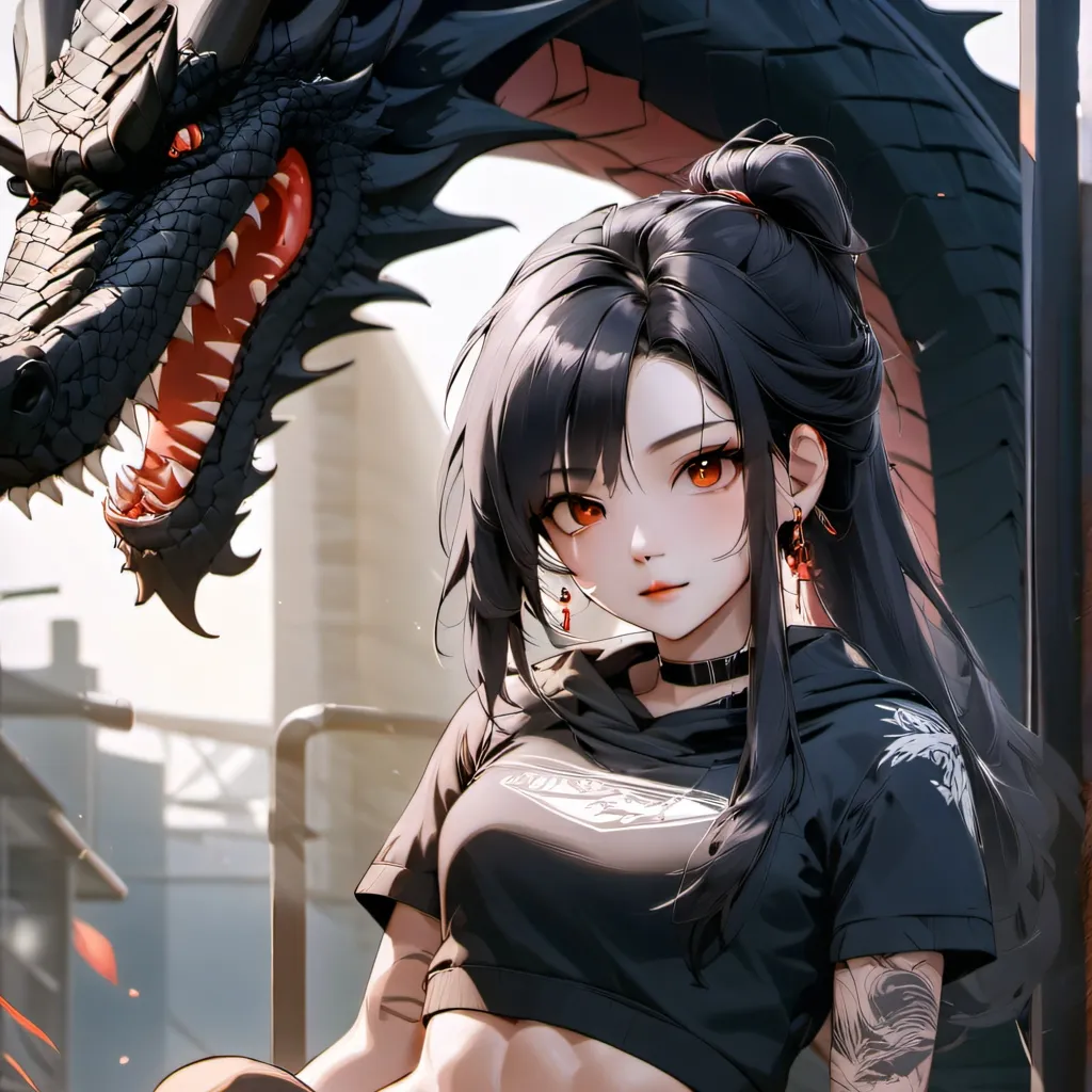chat with ai character: black dragon girl