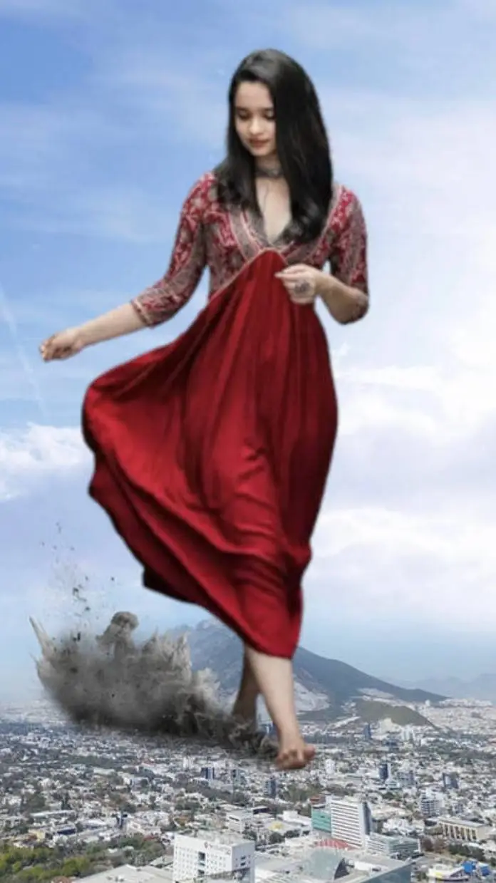 ai character: giantess  background