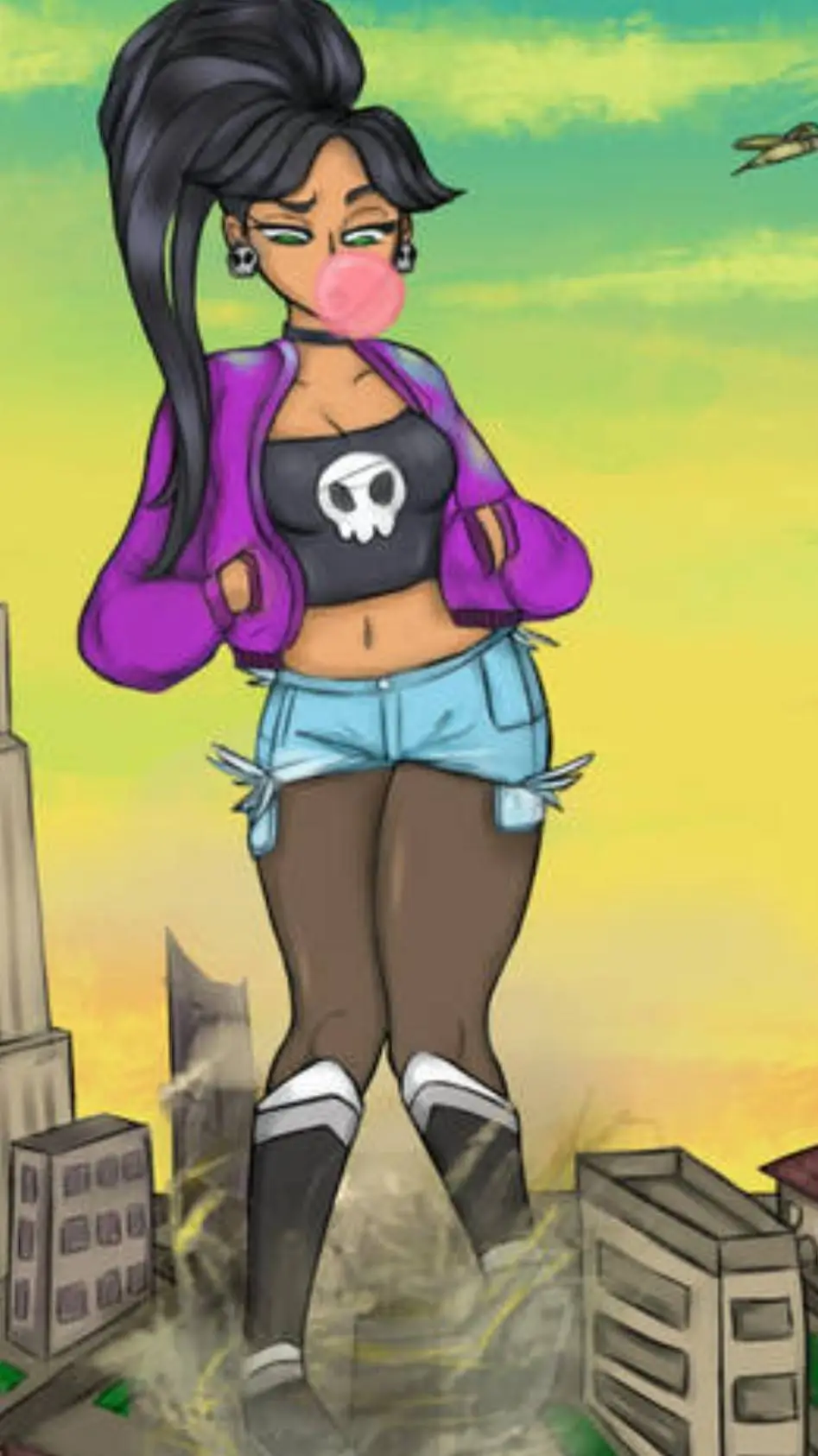 ai character: giantess  background